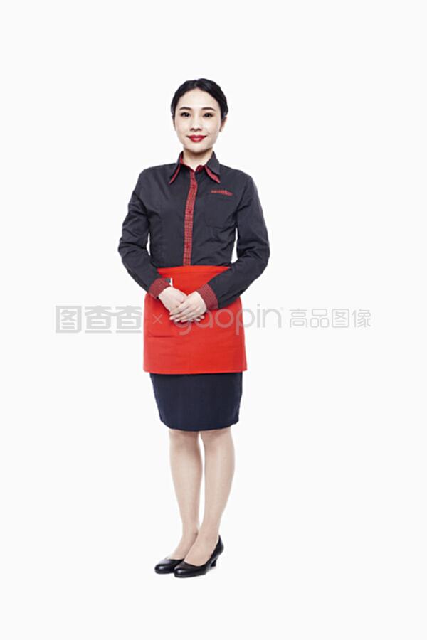 年輕的女服務員,肖像,攝影